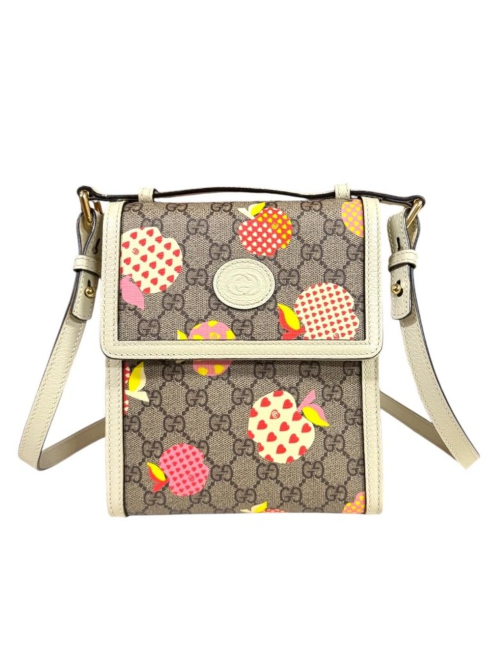 Gucci les Pomme Collection GG Supreme Shoulder Bag Canvas White